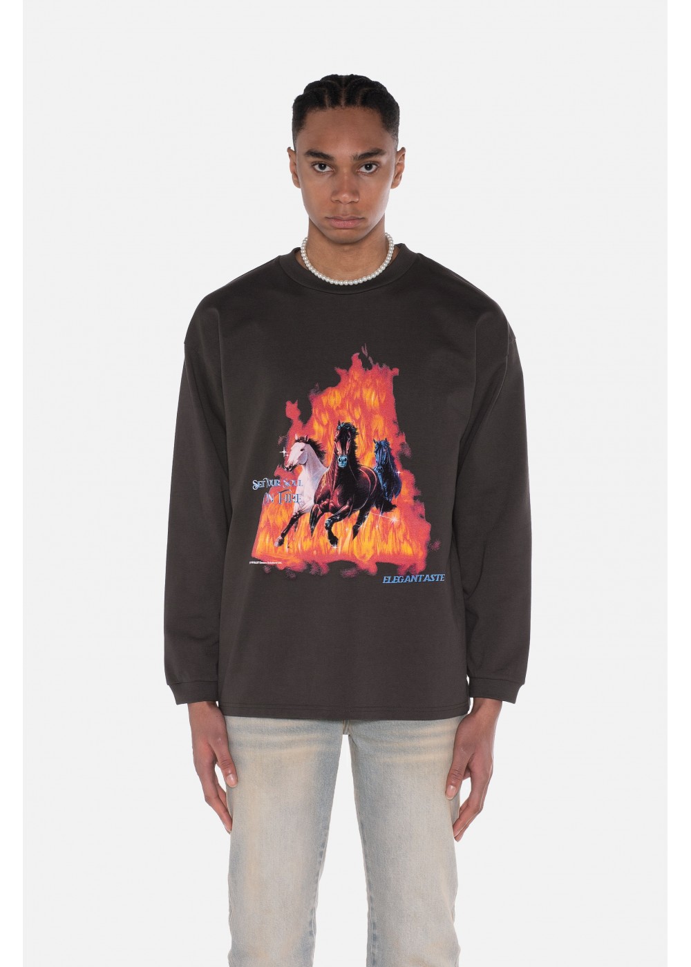 SET YOUR SOUL ON FIRE LONG SLEEVE T-SHIRT - RAVEN