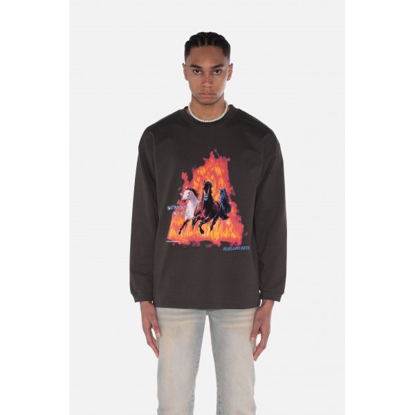 SET YOUR SOUL ON FIRE LONG SLEEVE T-SHIRT - RAVEN