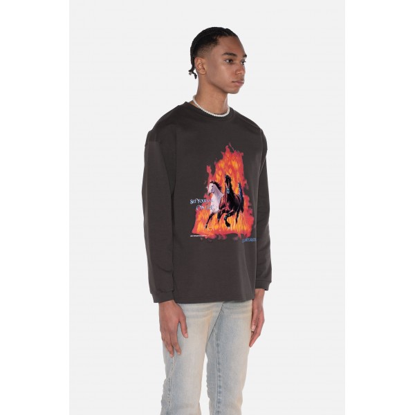 SET YOUR SOUL ON FIRE LONG SLEEVE T-SHIRT - RAVEN